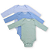 Kit com 3 unidades body manga longa 100% algodão - Azul nuvem, Celeste e Azul chumbo - Imagem 1