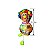 Galinha Decorativa com Bobs, Pernas e Lenço – Cabaça 10–12cm - Imagem 2