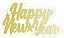 Placa Decoração Happy New Year Dourado Painel 60x35cm - Imagem 1