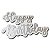 Placa Decoração Aniversário Happy Birthday Prata 60x40cm - Imagem 1