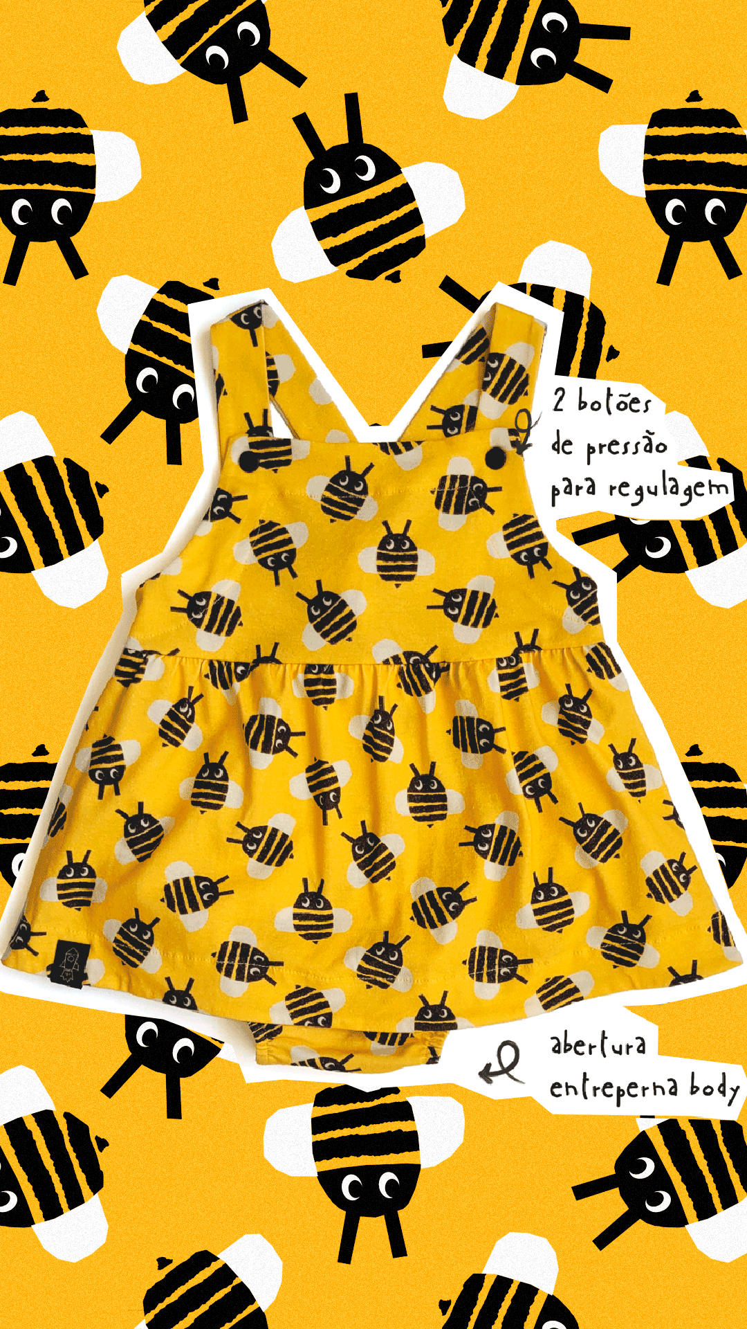 Vestido Body Jardineira Abelha - Imagem 1