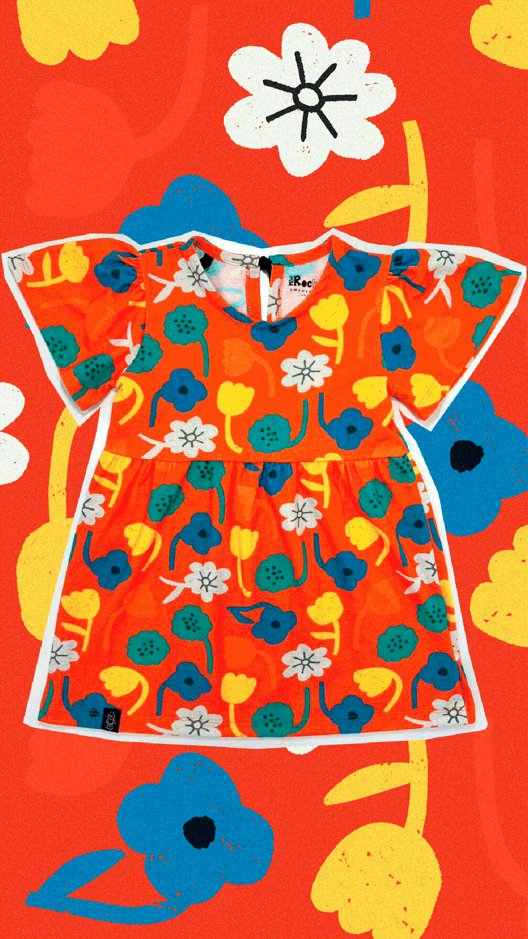 Vestido Manga Ampla Flor - Imagem 1