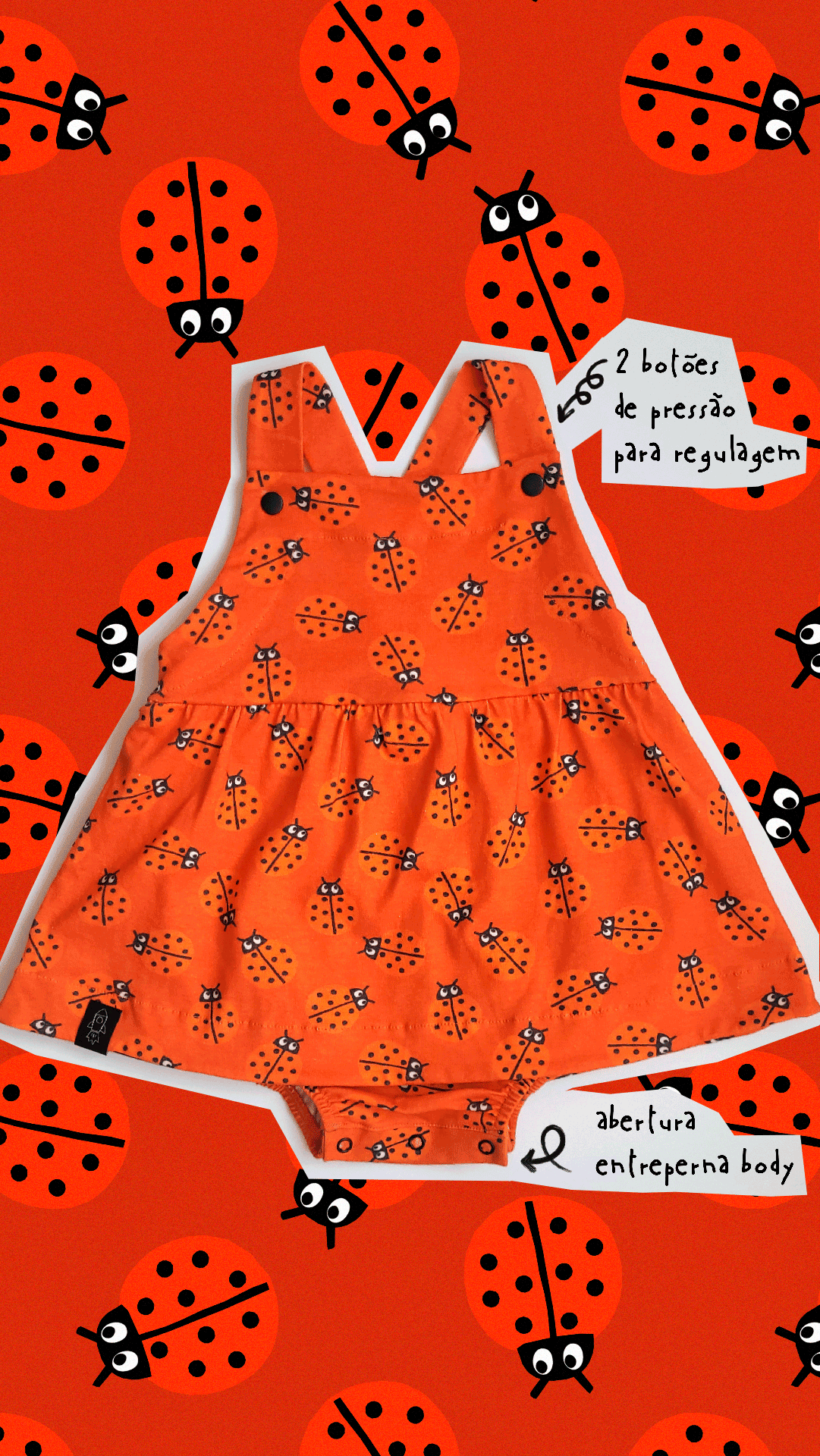 Vestido Body Jardineira Joaninhas - Imagem 1