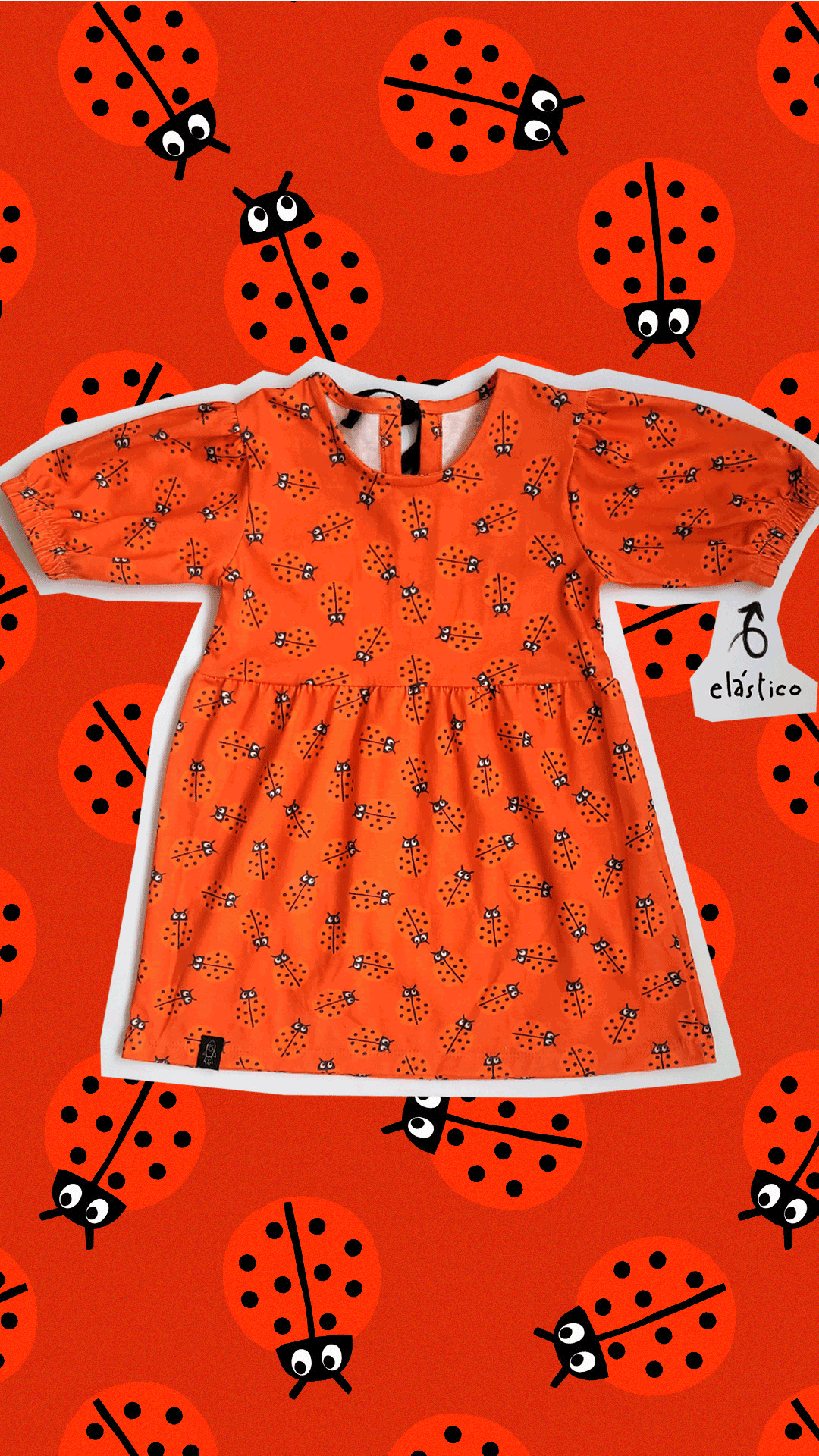 Vestido Manga Bufante Joaninhas - Imagem 1