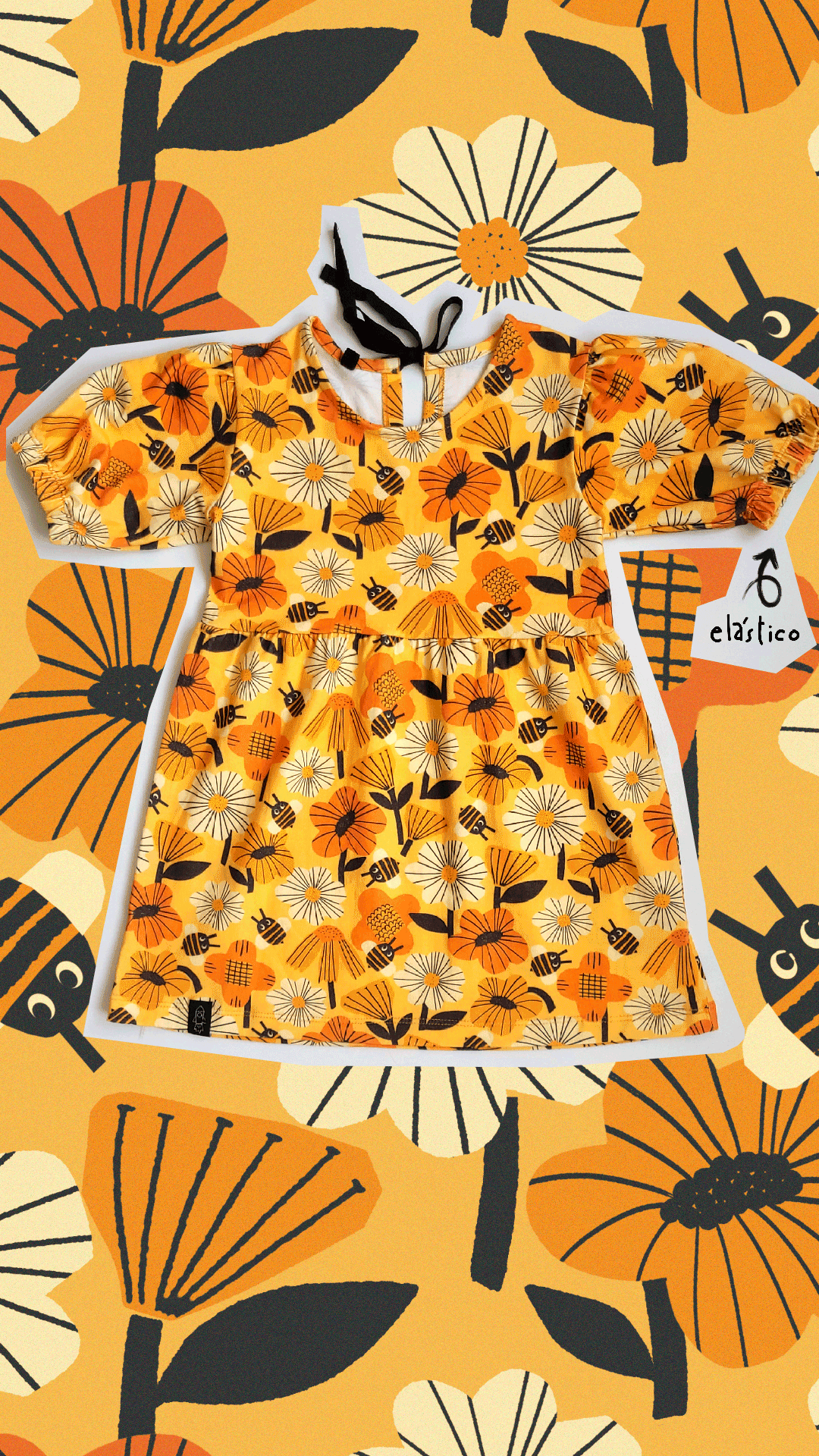 Vestido Manga Bufante Flor Bzzz - Imagem 1