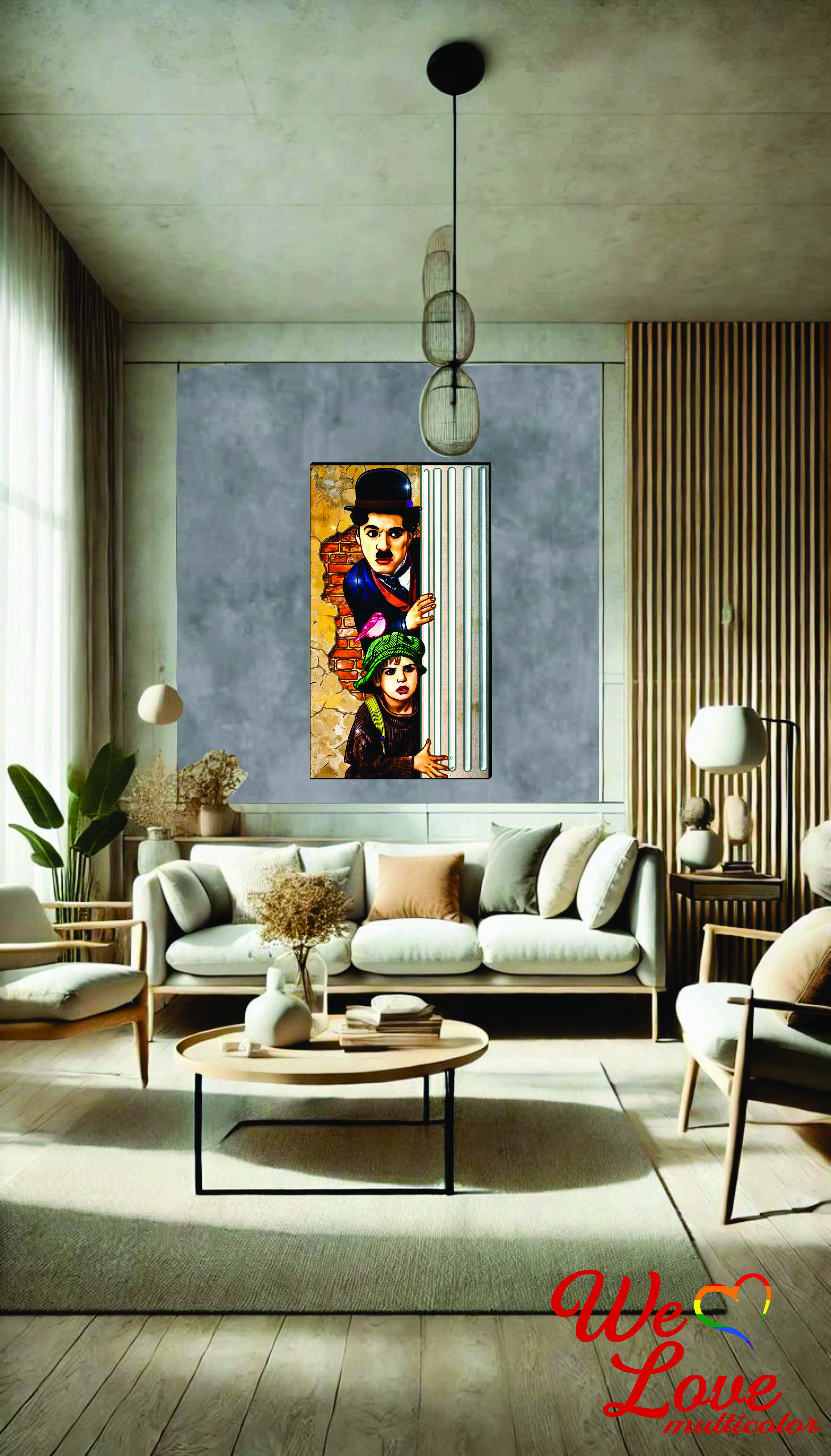 QUADRO CHARLIE CHAPLIN 70X40 cm IMPRESSÃO SOB TELA - Imagem 1