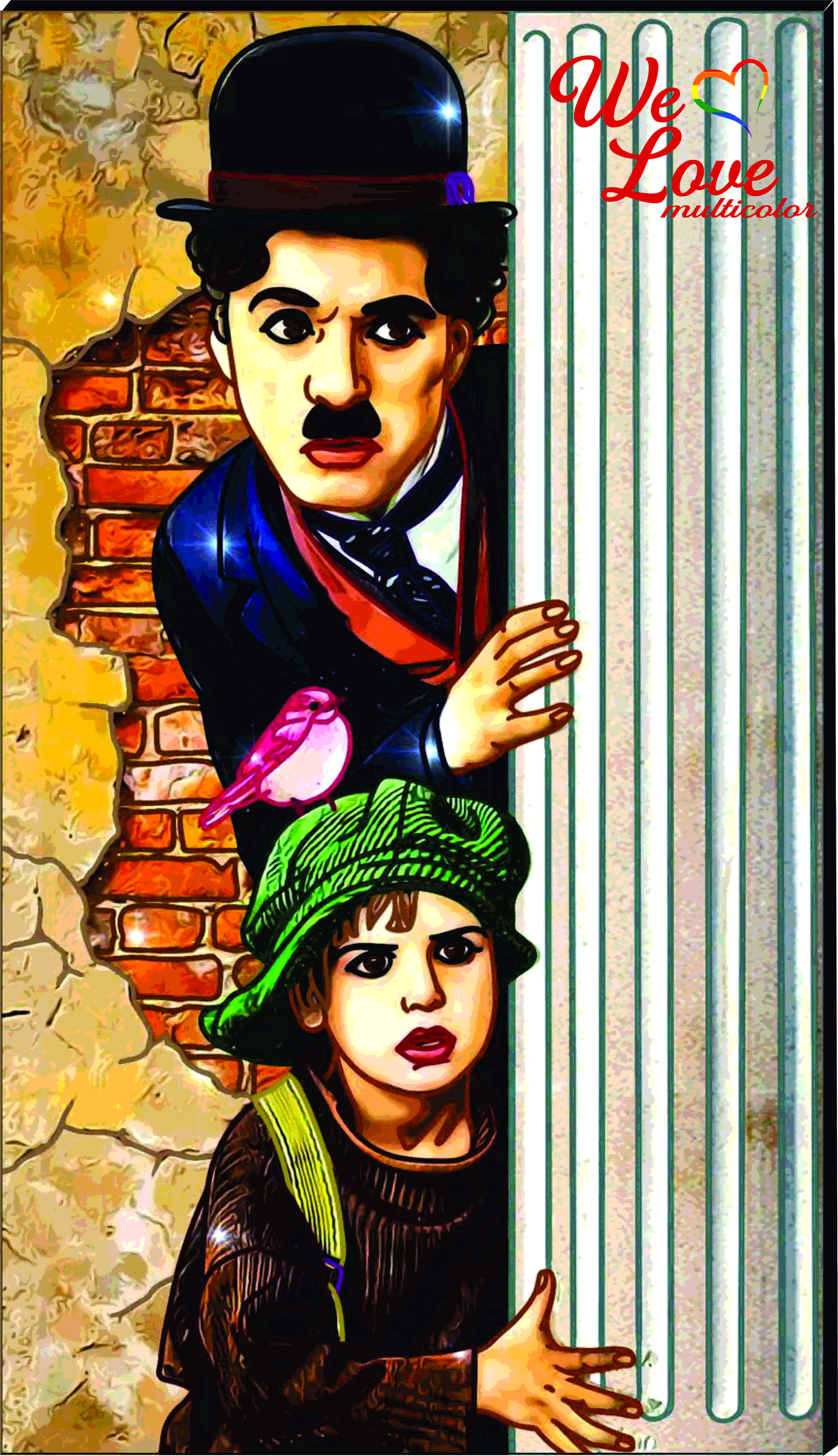 QUADRO CHARLIE CHAPLIN 70X40 cm IMPRESSÃO SOB TELA - Imagem 2