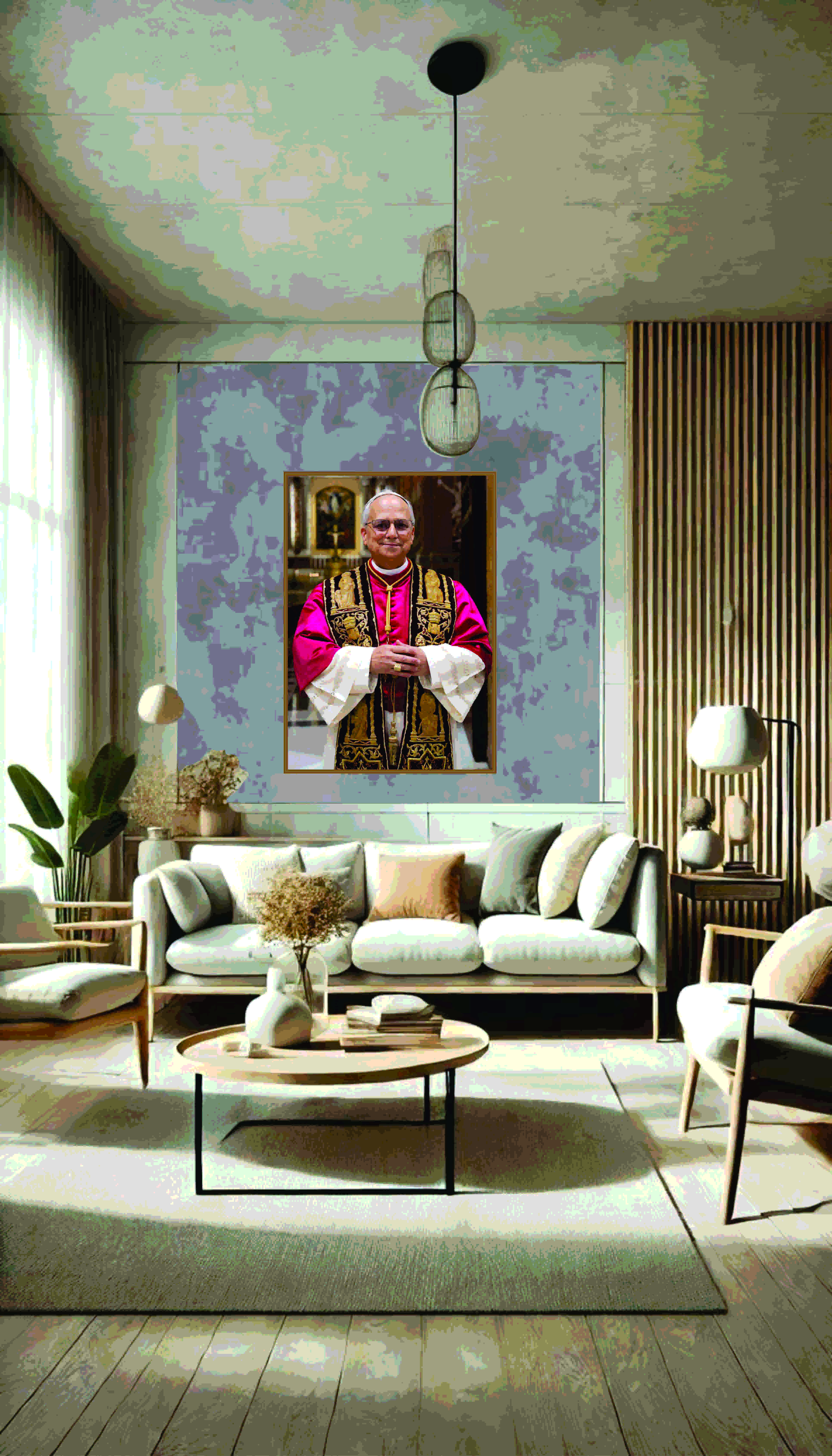 QUADRO  PAPA LEÃO XIV TIPO PAINEL 100X70 - Imagem 2
