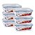 6 Potes Vidro Retangular Hermético 1520ml Quality House - Imagem 1