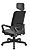 Cadeira para escritório presidente giratória assento couro preto com encosto em tela Riq Soft - Imagem 3