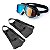 kit triathlon pé de pato e óculos proteção uv 100% e antifog - Imagem 1