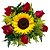 Buquê com 06 Rosas Nacionais Vermelhas e 01 Girassol - Imagem 1