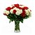 Arranjo com 50 Rosas Vermelhas e Brancas Selecionadas no Vaso de Vidro - Imagem 1