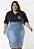 Saia Jeans Claro Desfiado Plus Size Evangélica Ref.209 - Imagem 1