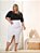 Saia Jeans Feminina Plus Size Branca Abertura na Frente Ref.248 - Imagem 5