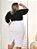 Saia Jeans Feminina Plus Size Branca Abertura na Frente Ref.248 - Imagem 4