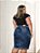 Saia Jeans Feminina Plus Size Detalhe Xadrez Mesclada Ref.252 - Imagem 4