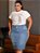 Saia Jeans Tradicional Azul Plus Size Anagrom Moda Evangélica Ref.050P - Imagem 3