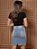 Saia Jeans Anagrom Moda Evangélica Feminina Infantil Juvenil Detalhe de Bolsinho Ref.INF09 - Imagem 2