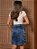 Saia Jeans Evasê Infantil Juvenil Azul Marmorizado Anagrom Moda Evangélica Feminina Ref.INF10 - Imagem 2