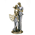Escultura Família Decorativa Casal e um Filho - Bronze, Branco e Cinza - Imagem 1