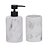 Kit Lavabo Mármore Branco com Dispenser Preto 2 Peças - Imagem 1