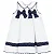 Vestido branco tricoline com laço azul marinho | Milon - Imagem 2