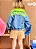 Jaqueta jeans com gola de pelo neon | Animê - Imagem 1