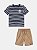 Conjunto t-shirt listrada e bermuda bege | Youccie - Imagem 3