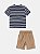 Conjunto t-shirt listrada e bermuda bege | Youccie - Imagem 4