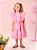 Vestido Infantil Menina de Tricoline Rosa com Mangas Franzidas e Pingente | Momi - Imagem 1