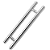 Puxador Duplo Tubular Inox Polido Para Porta Vidro Madeira 45cm - Imagem 1
