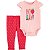 Conjunto com body rosa e calça vermelha. Carters. 16514210 - Imagem 1