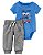 Conjunto com body azul e calça cinza, Carters - Imagem 1