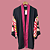 Kimono Madrid manga alongada preto e pink - Imagem 2