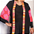 Kimono preto manga alongada rosa e listras - Imagem 1