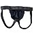 cueca jockstrap suporte atletico com faixa aberta Preta em tecido cirre imita couro forrada - Imagem 4