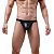 cueca jockstrap suporte atletico com faixa aberta Preta em tecido cirre imita couro forrada - Imagem 3