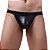 cueca jockstrap suporte atletico com faixa aberta Preta em tecido cirre imita couro forrada - Imagem 1