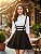 Saia Preta com Suspensório Feminina Estilo Colegial kpop coreana - Imagem 1