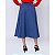 Saia Evase Rodada Midi com Botões Feminina Evangélica Azul - Imagem 2