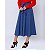 Saia Evase Rodada Midi com Botões Feminina Evangélica Azul - Imagem 1
