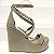 Plataforma Anabela Salto Alto Tiras Finas Cruzadas Nude Outlet - Imagem 4