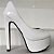 Peep Toe Meia Pata Salto 15cm Verniz Branco - Imagem 2