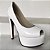 Peep Toe Meia Pata Salto 15cm Verniz Branco - Imagem 1
