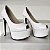 Peep Toe Meia Pata Salto 15cm Verniz Branco - Imagem 4