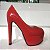 Peep Toe Meia Pata Salto 15cm Verniz Vermelho - Imagem 2