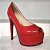 Peep Toe Meia Pata Salto 15cm Verniz Vermelho - Imagem 1