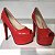 Peep Toe Meia Pata Salto 15cm Verniz Vermelho - Imagem 3