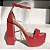 Sandália Meia Pata Salto Bloco Alto Delicada e Tira Larga Vermelho - Imagem 3